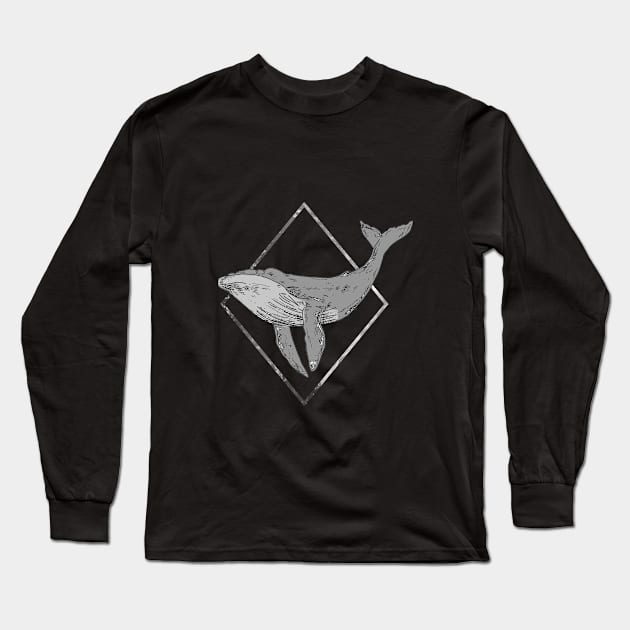 Gray Blue Whale Long Sleeve T-Shirt by CaosTranscrito